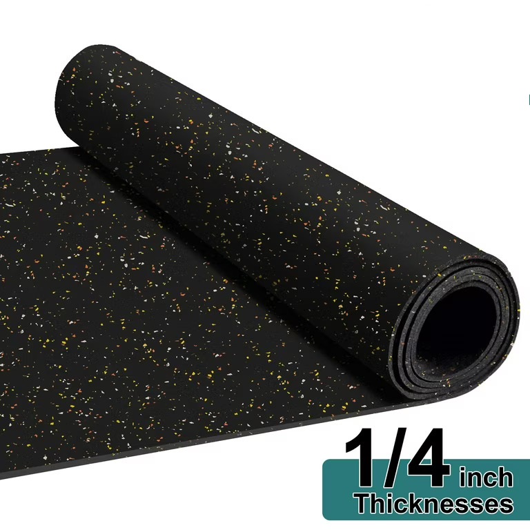 ![BYFIT 1/4 inch thick rubber flooring roll, showcasing its speckled design.](#placeholder_link)
