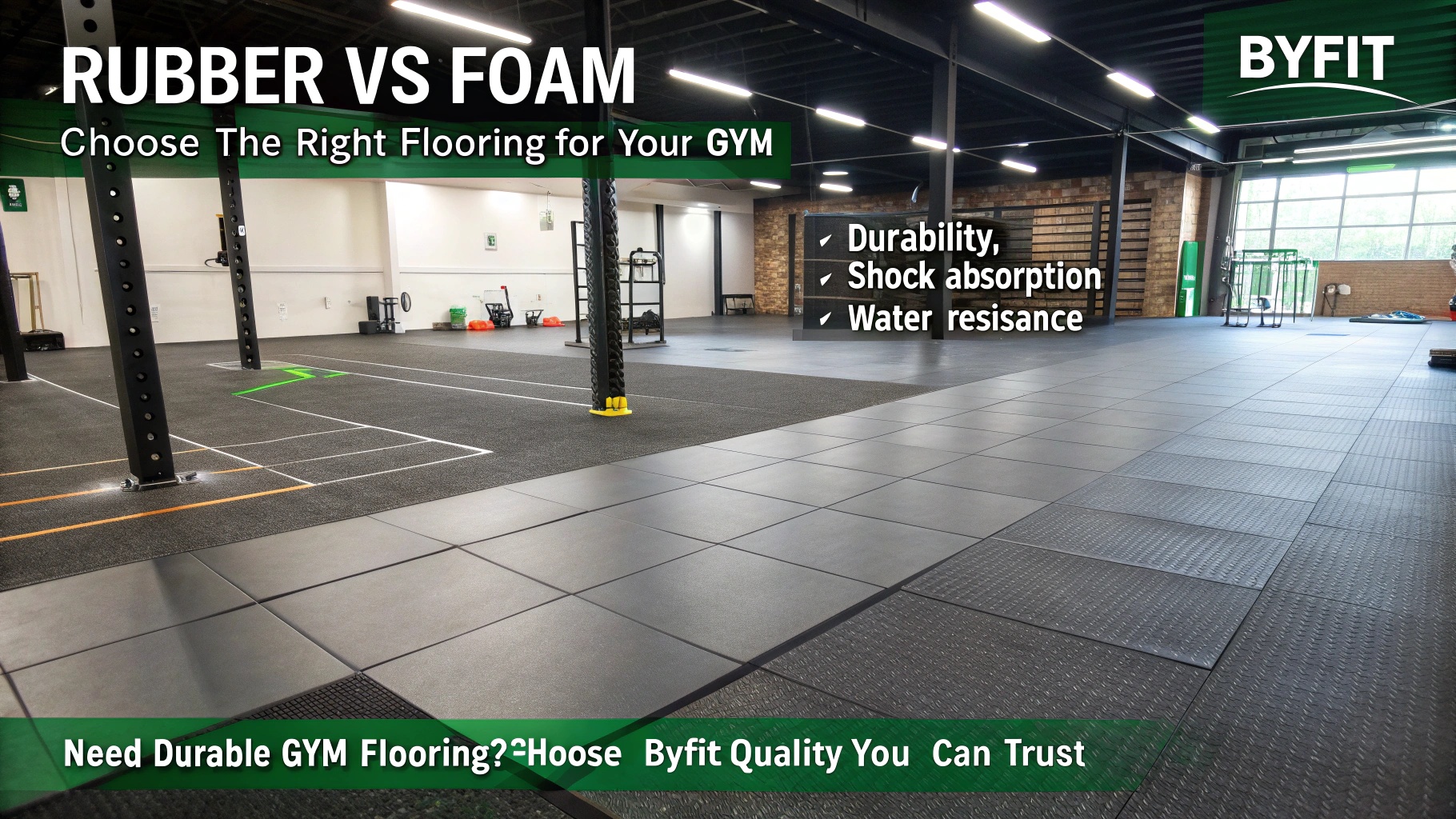 [BYFIT Rubber vs Foam Gym Flooring, Durable, Shock Absorption, Water Resistance](#placeholder_link1)