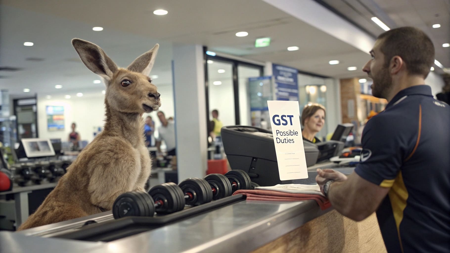 ![Kangaroo at gym reception inquires about GST and possible import duties on BYFIT flooring, highlighting transparent pricing.](#https://byfitgear.com/blog/understanding-gst-and-import-duties-on-gym-rubber-flooring-in-australia)
