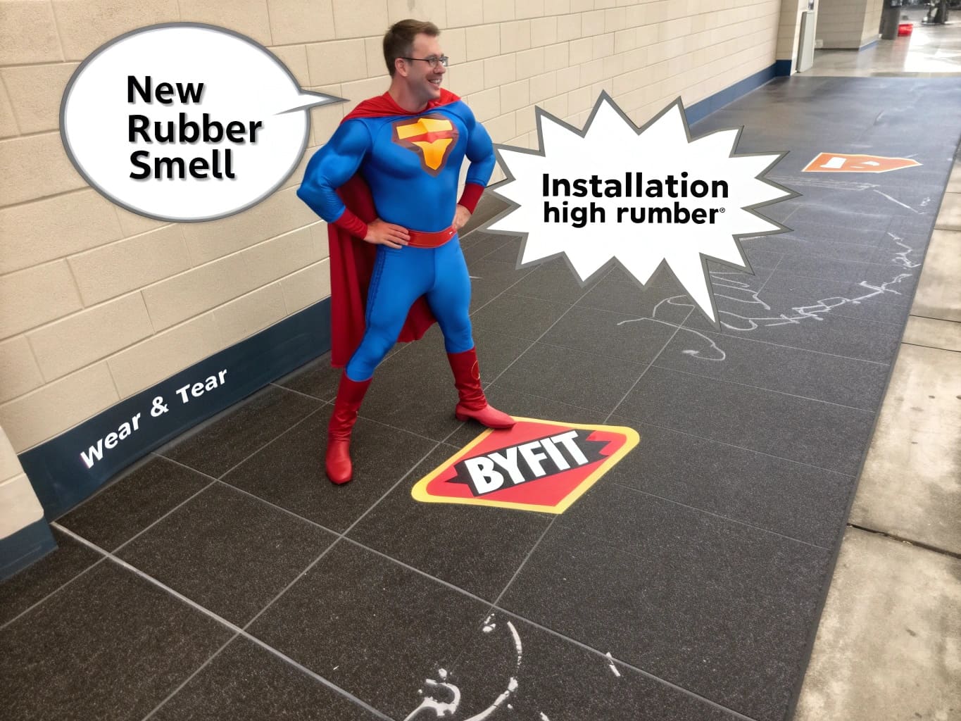 ![Superhero figure standing on BYFIT rubber flooring.](#https://byfitgear.com/)