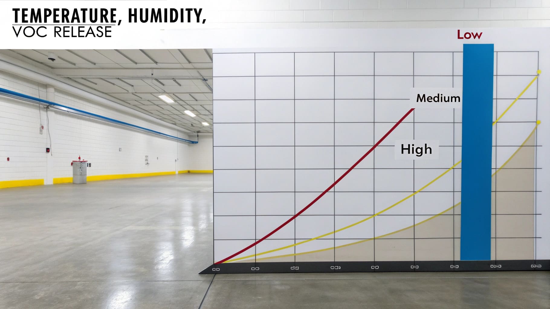 Graph showing the relationship between temperature, humidity, and VOC release