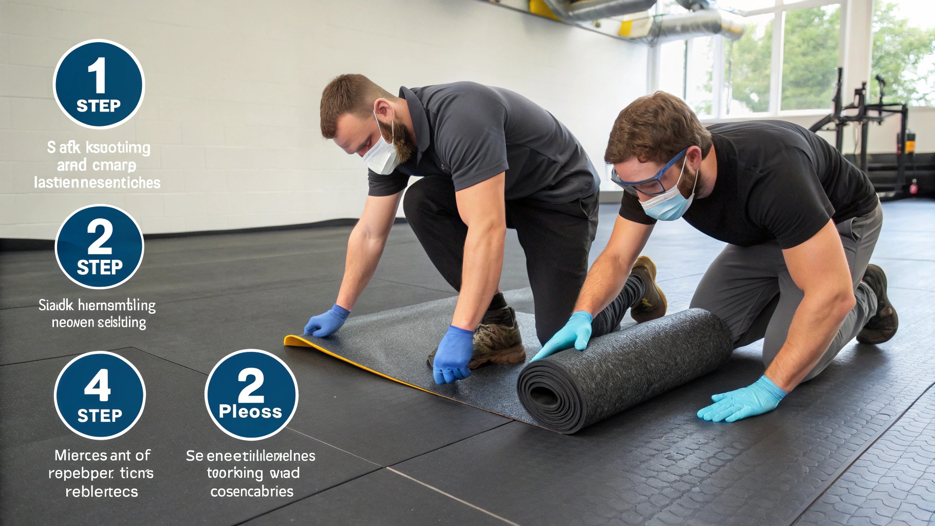 Safe handling and installation practices for rubber flooring